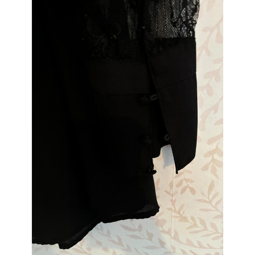 Catherine Malandrino Elegant Black Lace Sleeve Blouse L - Picture 6 of 8